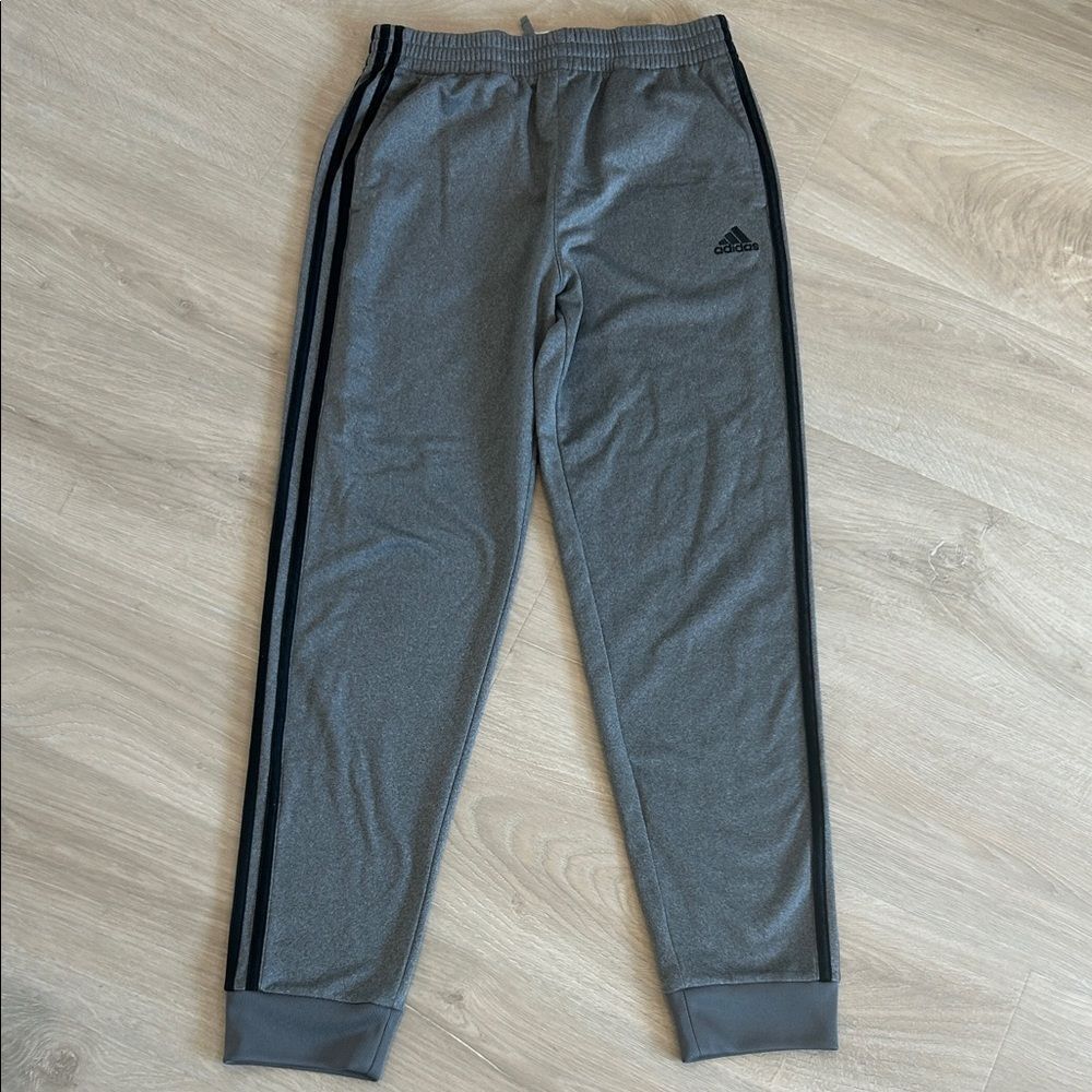 Adidas Heather Gray Joggers with Black Accents, Boy’s Size XL